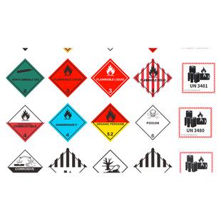 新款电池不干胶标贴CAUTION锂离子物品运输标签危品贴箱 现货 危废标识贴纸不干胶标签 亚马逊航空物流标