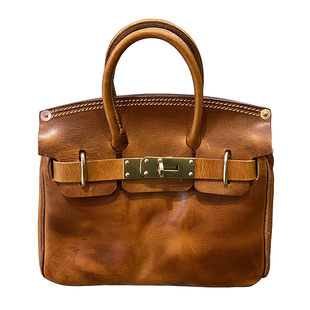 高颜值~!手工缝制复古铂金包女斜挎包植鞣牛皮包单肩包真皮女包