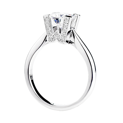 HW字母四爪培育钻石婚戒18K金女