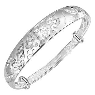 银手镯妈妈款9999纯银实心足银镯子女银饰送奶奶老人新年生日礼物