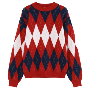 女童毛衣纯棉秋冬新款大童针织衫红色连衣裙儿童裙子拜年服上衣