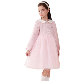 女童连衣裙儿童裙子春秋装新款小香风公主裙洋气网纱裙大童春装