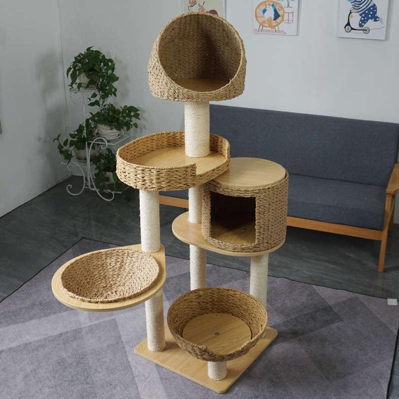绿尚藤编大型猫爬架实木柱子剑麻猫树猫窝猫抓板猫跳台剑麻猫别墅