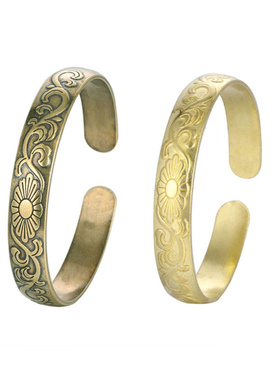 雏菊花朵纯黄铜手镯女加宽送妈妈