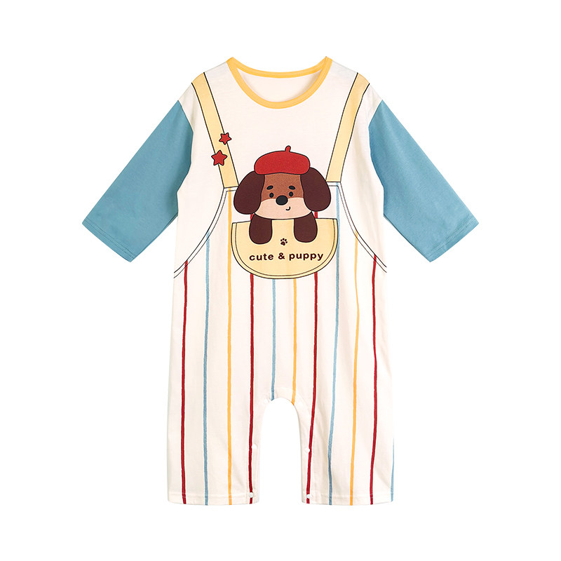 女童夏季长袖连体家居服睡衣防踢