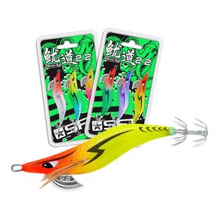 SFT超钓鱿道 UV夜光木虾饵大尾鱿鱼钩海钓船钓墨鱼乌贼章布卷假饵