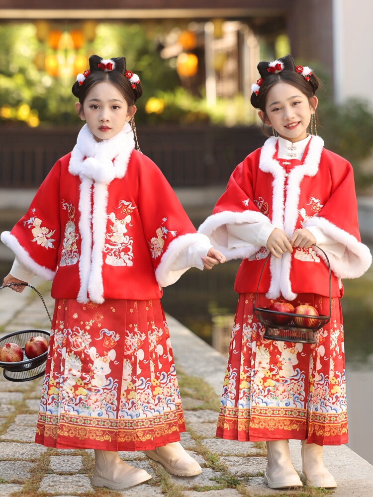 汉服女童秋冬装加厚儿童新年唐装过年服宝宝拜年服中国风古装超仙 童装/婴儿装/亲子装 唐装 原图主图