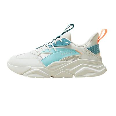 安踏休闲鞋男皮网拼接跑步透气