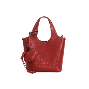 DILAKS迪莱克丝2026新款油蜡褶皱牛皮菜篮子包包轻奢感手提水桶包