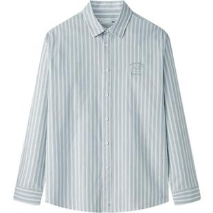 海澜之家panda wowo纯棉长袖休闲条纹外套衬衫26春夏新时尚衬衣男