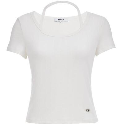 ONLY修身肌理提花弹力正肩T恤