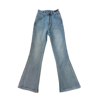 微喇牛仔裤女秋冬加绒加厚弹力复古喇叭裤显瘦修性感小个子长裤