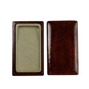 端砚绿端淌池砚 文房四宝书法实用墨台毛笔字用盒装原石石料砚台