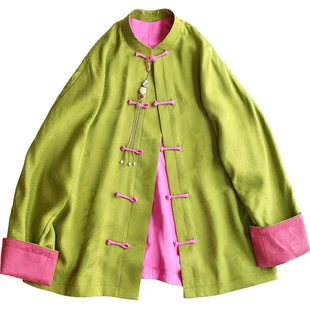 云澍原创 花罗香云纱新中式国风改良唐装真丝外套盘扣上衣女秋冬