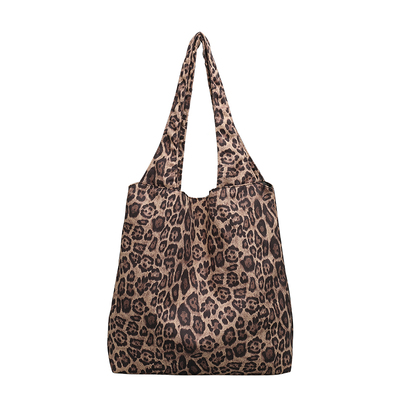 韩版休闲绒布豹纹托特包