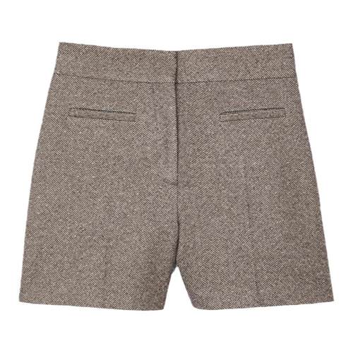 SANDRO Outlets秋冬女装法式休闲通勤棉质米黄色高腰直筒西装短裤