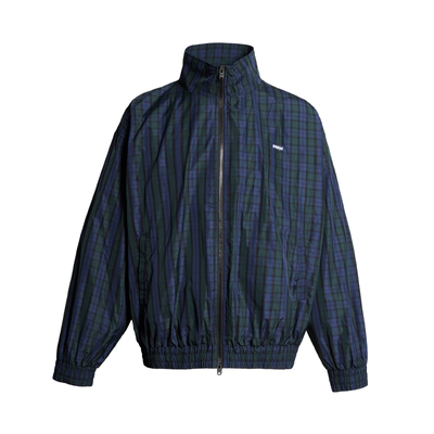 PMW 复古立领蓝绿格纹拉链夹克LOGO工装宽松户外男秋松弛感外套