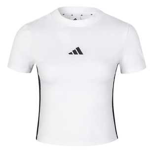 adidas阿迪达斯修身短款高腰半截袖透气春女BABY T短袖T恤 JY8571