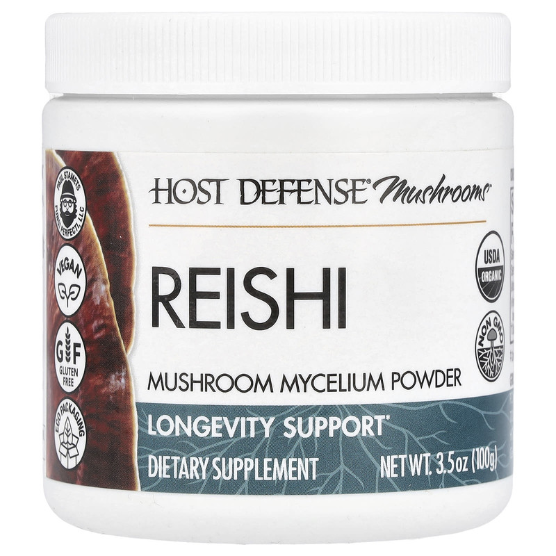 Host Defense,蘑菇™,灵芝,蘑菇菌丝体粉,3.5 盎司(100 克)