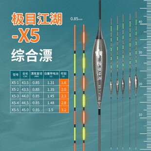 极目江湖X5日夜两用硬尾抗走水清晰夜光行程鱼漂