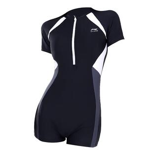 李宁泳衣女爆款连体保守泡温泉女款大码专业竞速游泳馆专用游泳衣