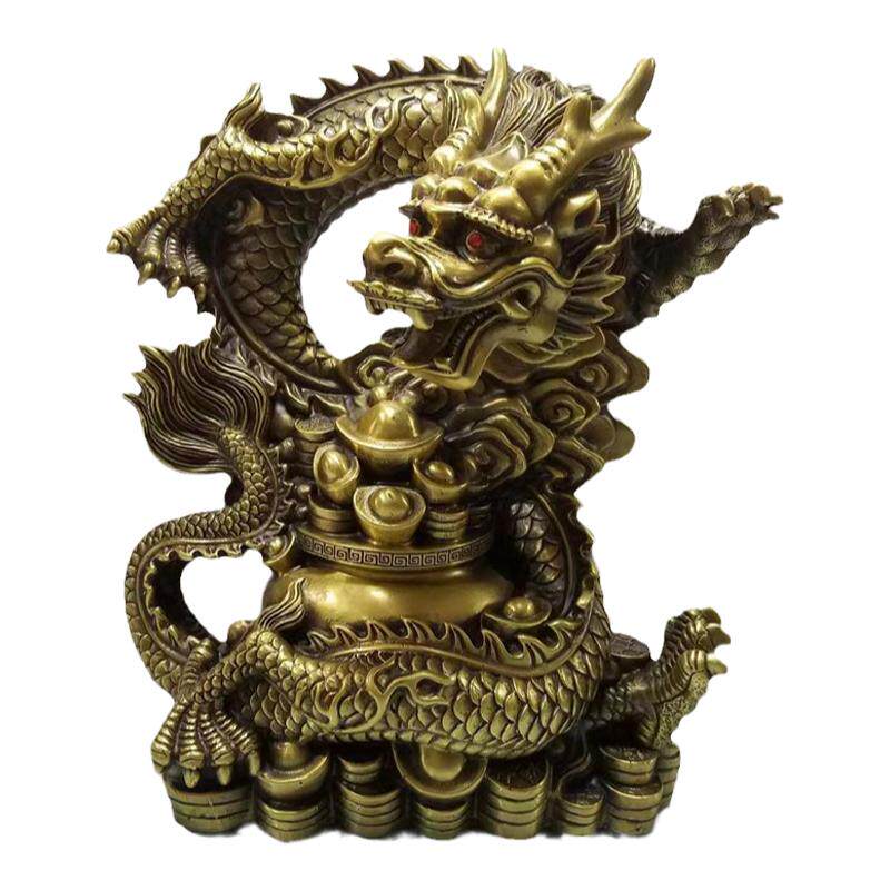 铜双龙戏珠聚宝盆祥龙聚财招财龙