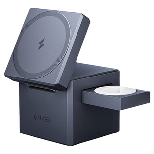 Anker安克磁力魔方15W磁吸MagSafe无线充电器站适用iPhone17苹果手机AppleWatch手表AirPods耳机iwatch三合一