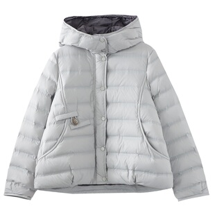 冬季新款韩版90白鸭绒轻薄连帽羽绒服女时尚宽松洋气减龄保暖外套