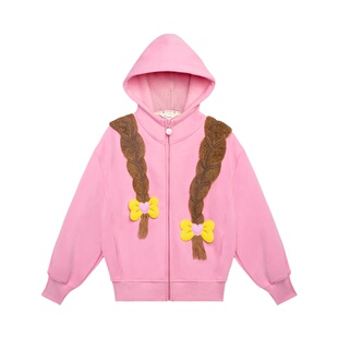 pocoblush原创设计麻花辫蝴蝶结卫衣女童裤秋冬加绒加厚运动套装