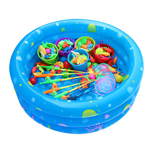 儿童钓鱼玩具池套装宝宝磁性钓鱼益智玩具男女小孩充气戏水钓鱼池