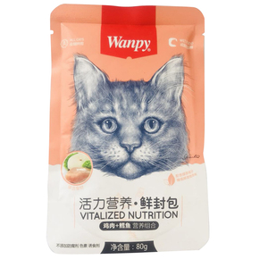 包邮顽皮鲜封包10袋猫用鸡肉鳕鱼 猫零食猫美妙湿粮包猫罐头80g