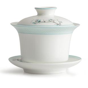 华光国瓷骨瓷茶三才盖碗 中式送礼盖碗带盖防烫泡茶碗礼盒 青玉案