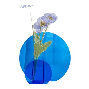 氛围感拍照道具背景布克莱因蓝色时钟花瓶几何小摆件亚克力装饰品