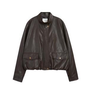 [无龄感皮衣]紫涵短款立领皮衣女2026年春季新款复古宽松夹克外套