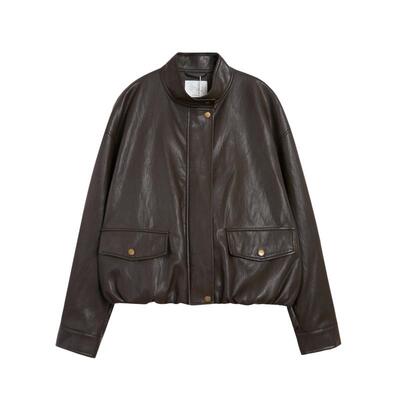 [无龄感皮衣]紫涵短款立领皮衣女2026年春季新款复古宽松夹克外套