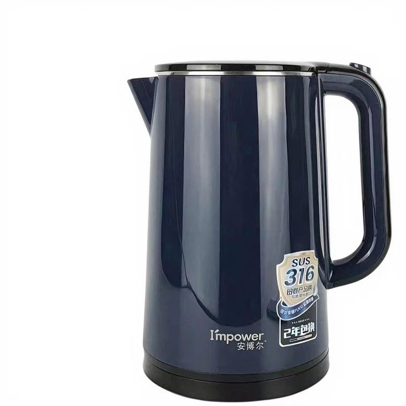 安博尔电热水壶家用316L医用级不锈钢双层防烫防干烧自动断电1.7L