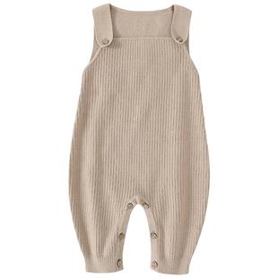 婴儿背带裤春秋针织裤子连体衣幼童毛线长裤举重裤男女宝宝连体裤