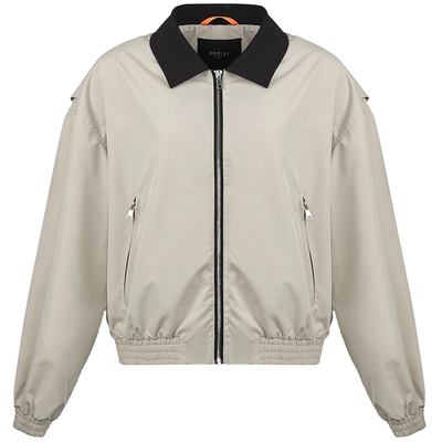 OROLAY欧绒莱纯色短外套松紧下摆