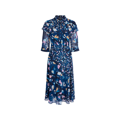 MARYLING收腰小A型过膝连衣裙