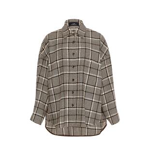 【轻松套装】AUM噢姆2025年冬季新款羊毛格子花呢翻领衬衫阔腿裤