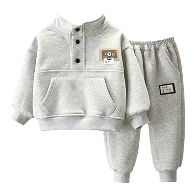 男童冬季时髦休闲加绒加厚二件套