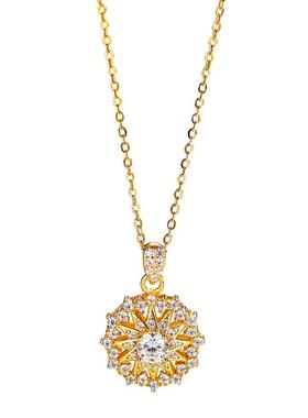 S925纯银金色星芒罗盘项链