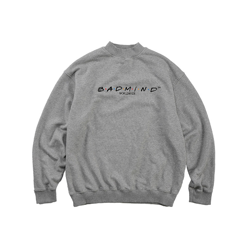 BADMIND 千禧年美剧LOGO元素刺绣高领套头宽松街头保暖卫衣