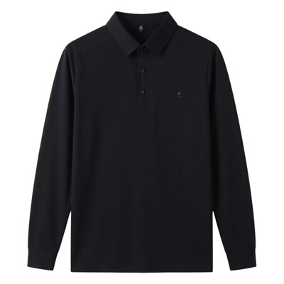 恒源祥翻领含羊毛长袖t恤男上衣