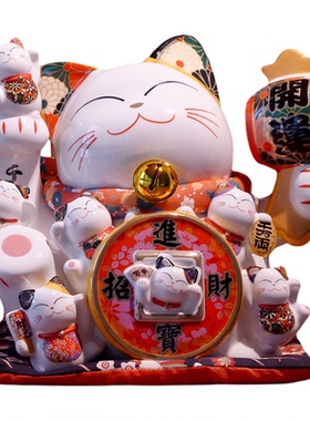 日式16寸陶瓷礼品摆设特大招财猫