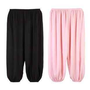 男女夏季大码宽松睡裤薄款灯笼裤成人绵绸防蚊长裤儿童棉绸练功服