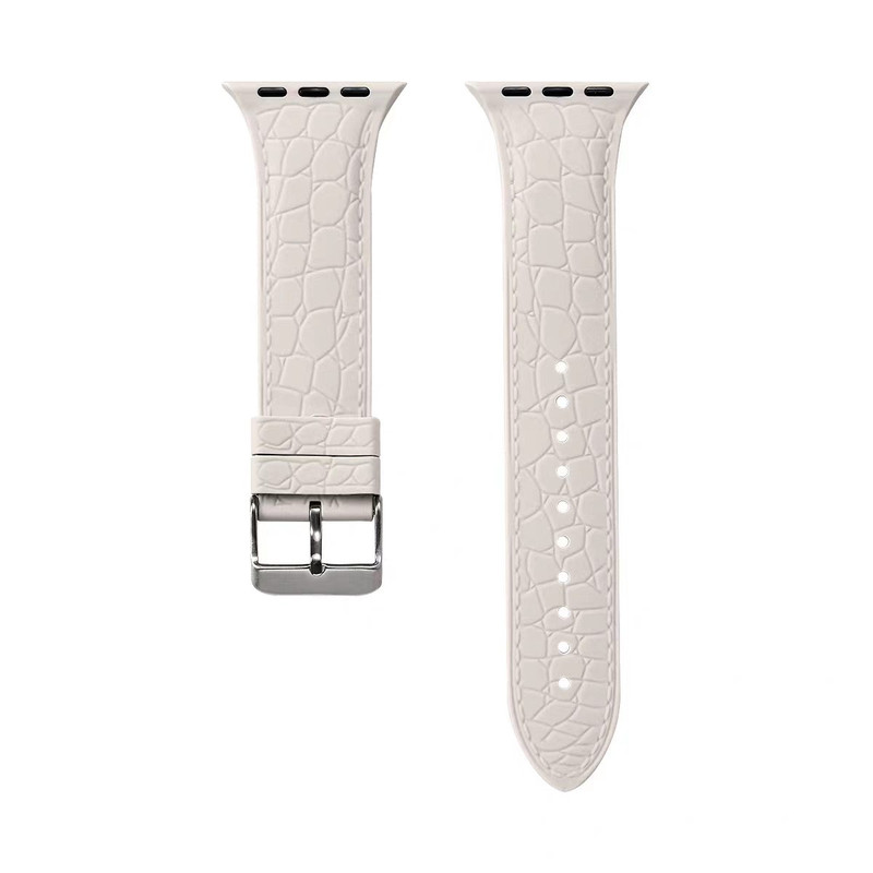 适用苹果手表带 荔枝纹iwatch硅胶applewatch11创意表带s10/9表链