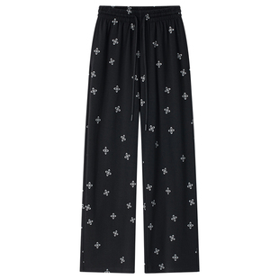 CLIMAX VISION十字花满印春夏轻薄柔软松弛感宽松直筒长裤