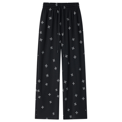 CLIMAX VISION清凉感十字花满印春夏轻薄柔软松弛感宽松直筒长裤