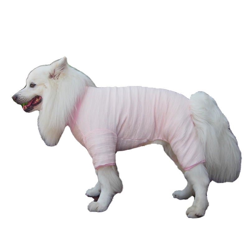 狗狗衣服春装雪纳瑞柴犬四脚衣金毛边牧萨摩中大型犬防掉毛睡衣